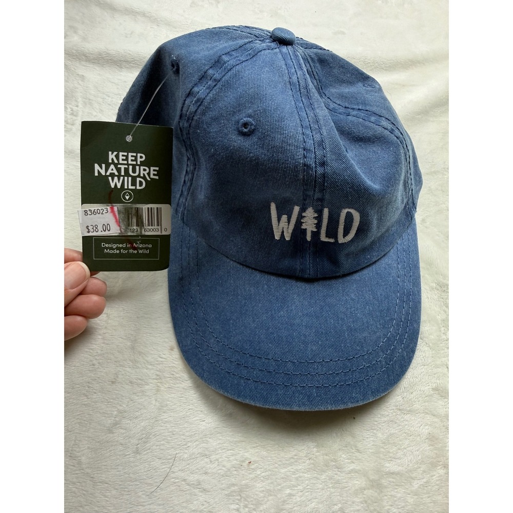 Keep Nature Wild Blue Embroidered Pine Tree Dad Hat Adjustable Baseball Cap‎ NWT